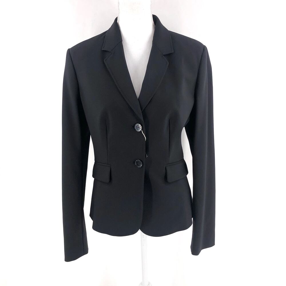 Diana Gallesi Black Blazer Crepe Single Breasted Women's Sz EU 46 US 12 $315